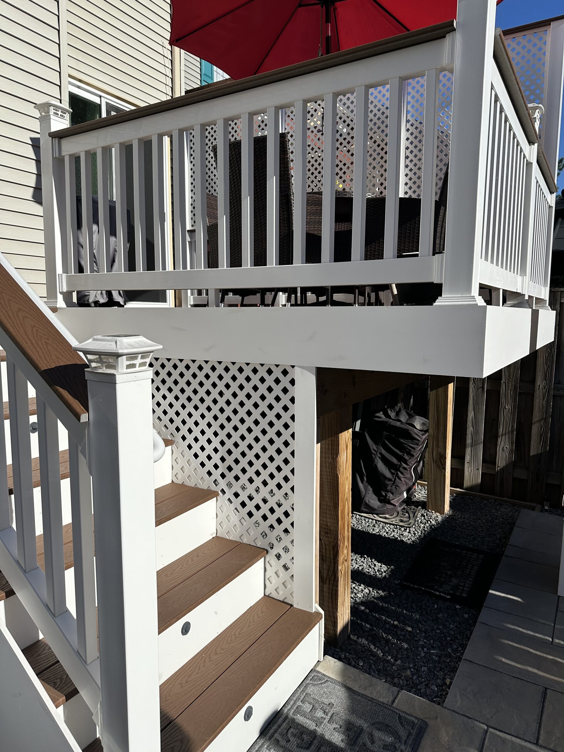 white carpentry deck